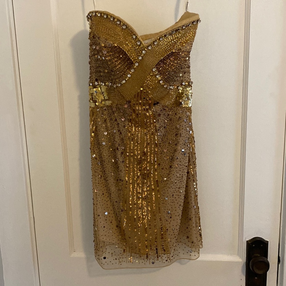 Gold embellished Sherri Hill dress